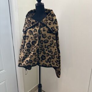 Fashion Nova Animal Print Cape with Button Detail